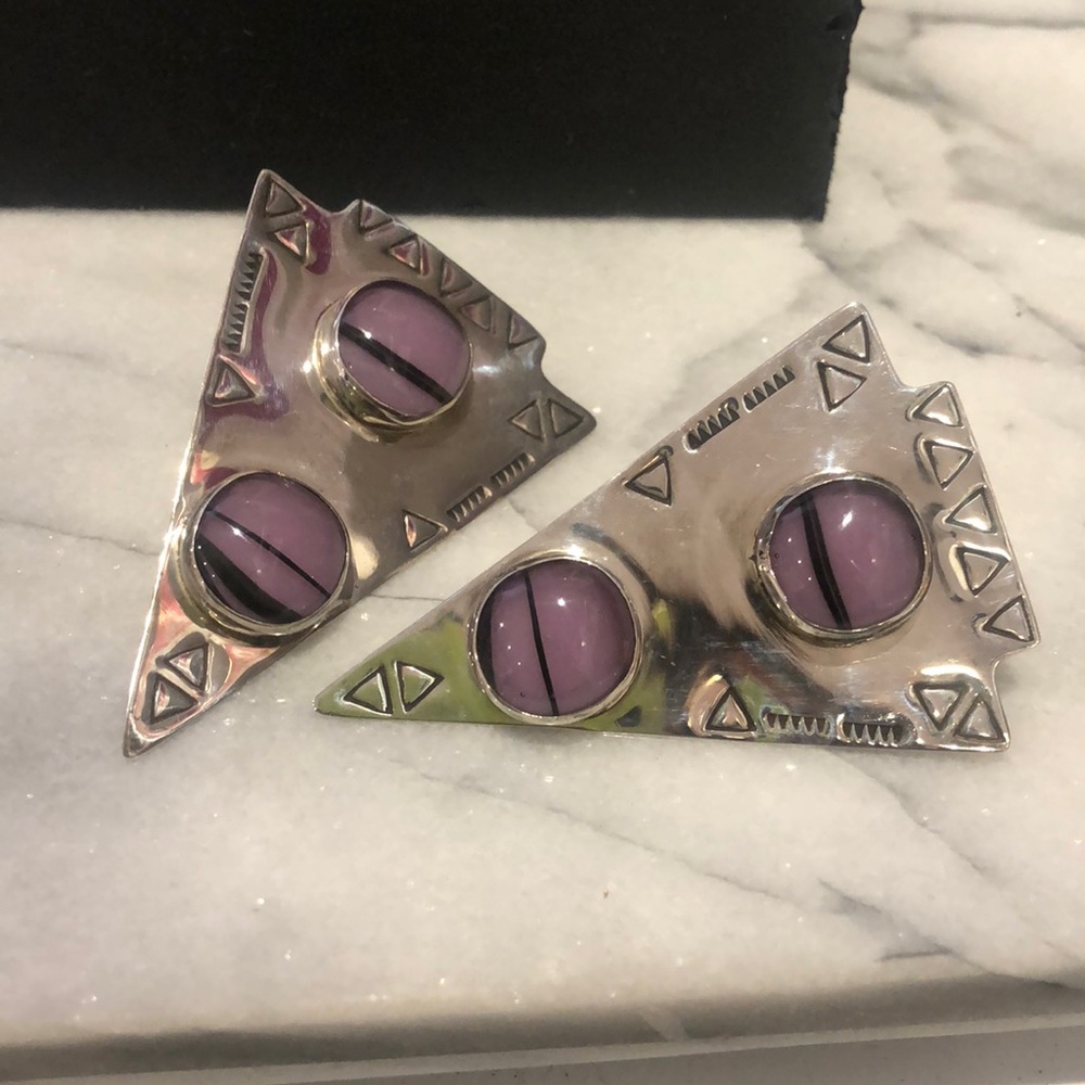 Vintage Silver Earrings Designer Stamped From Barney’s NY